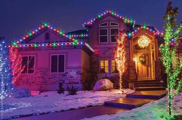 permanent outdoor holiday lighting calgary - Leprechaun Lawns