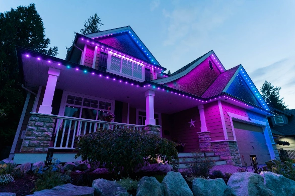 permanent outdoor lighting installation calgary - Leprechaun Lawns