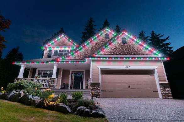 permanent outdoor holiday lighting installation calgary - Leprechaun Lawns