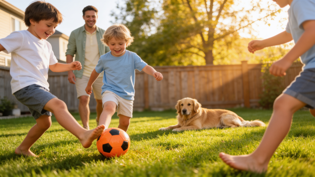 a family enjoying their garden